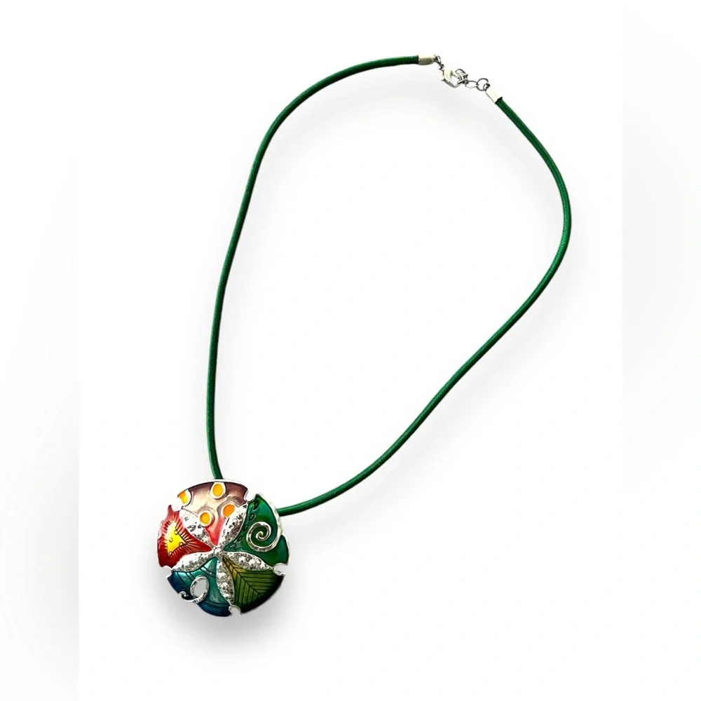 Large Enameled Sand Dollar Pendant